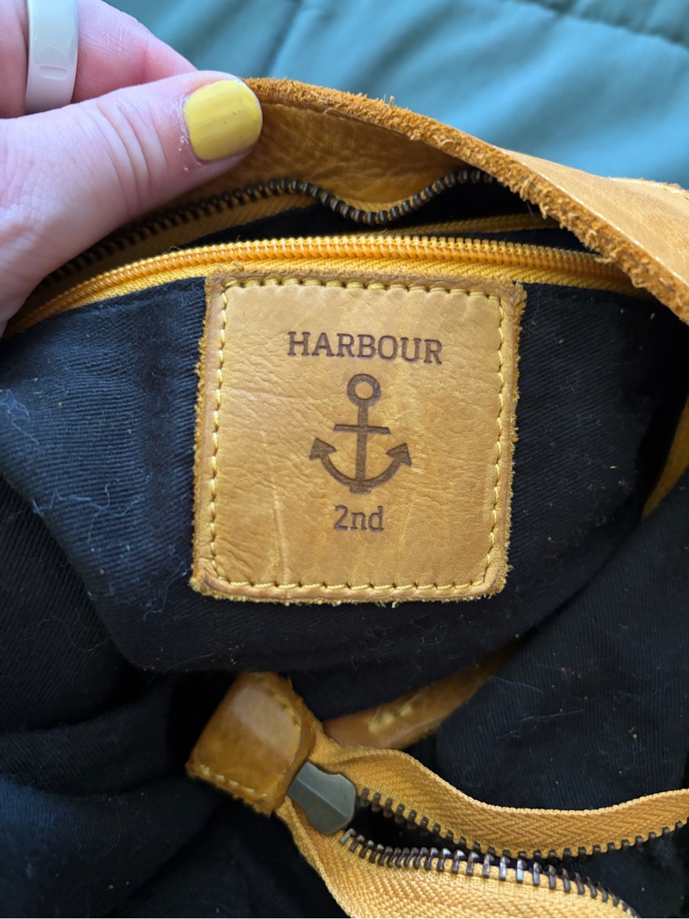 Harbour 2nd Anchor-Emblem Mustard Leather Hobo Bag - Picture 7 of 9